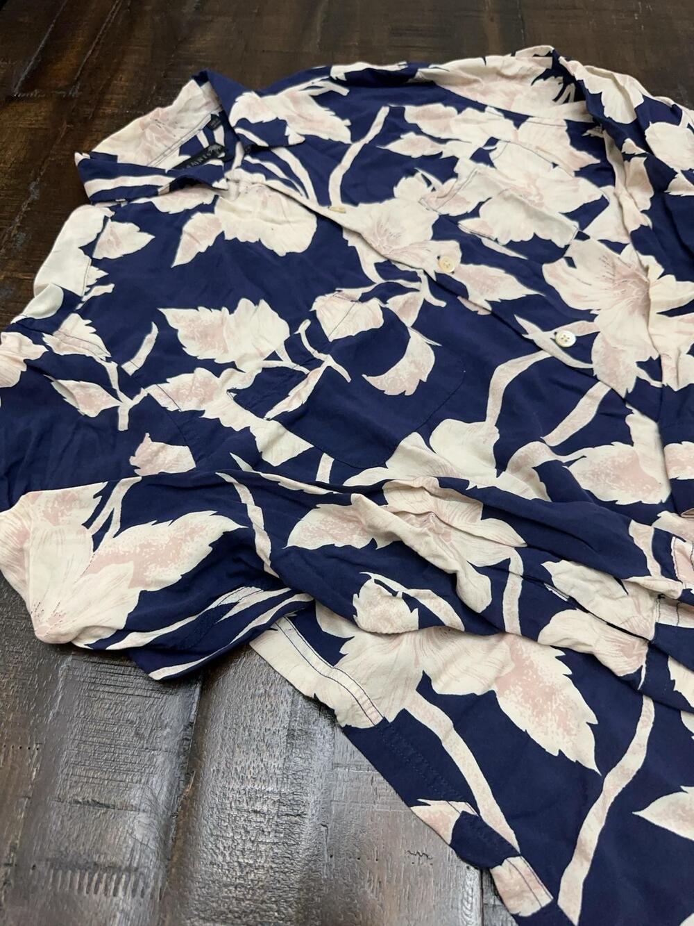AllSaints Shirt Mens Medium Blue Floral Long Sleeve Button Up Relaxed Viscose